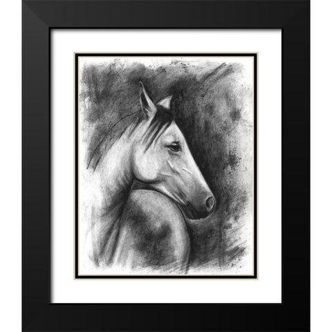 3-UP Charcoal Equestrian Portrait I Black Modern Wood Framed Art Print with Double Matting by McCavitt, Naomi