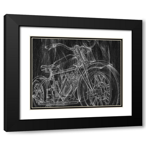 3-UP Motorcycle Mechanical Sketch I Black Modern Wood Framed Art Print with Double Matting by Harper, Ethan