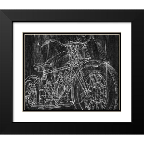3-UP Motorcycle Mechanical Sketch I Black Modern Wood Framed Art Print with Double Matting by Harper, Ethan