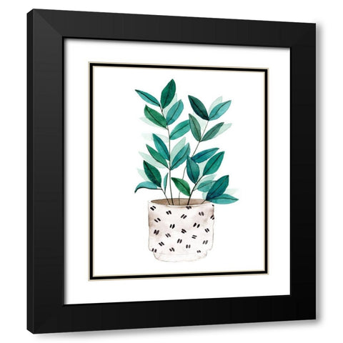 Plant in a Pot I Black Modern Wood Framed Art Print with Double Matting by Wang, Melissa