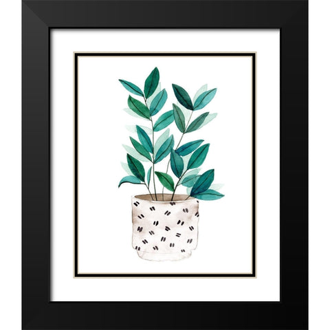 Plant in a Pot I Black Modern Wood Framed Art Print with Double Matting by Wang, Melissa