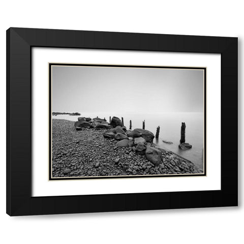 Black and White Water I Black Modern Wood Framed Art Print with Double Matting by McLoughlin, James