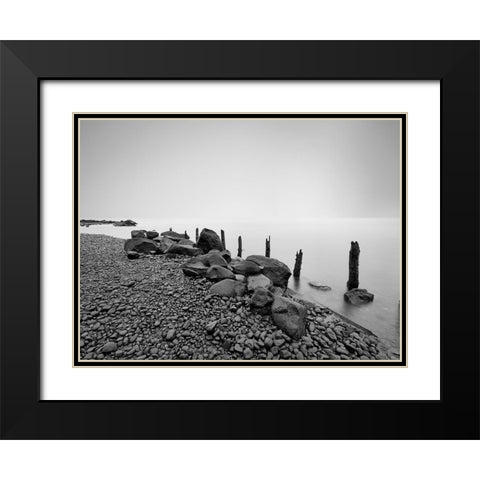 Black and White Water I Black Modern Wood Framed Art Print with Double Matting by McLoughlin, James