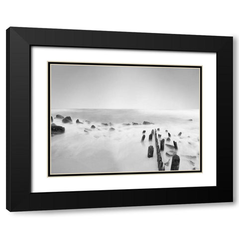 Black and White Water III Black Modern Wood Framed Art Print with Double Matting by McLoughlin, James