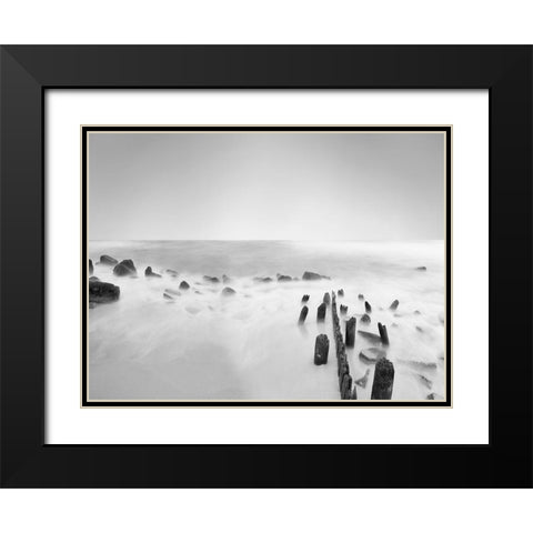 Black and White Water III Black Modern Wood Framed Art Print with Double Matting by McLoughlin, James