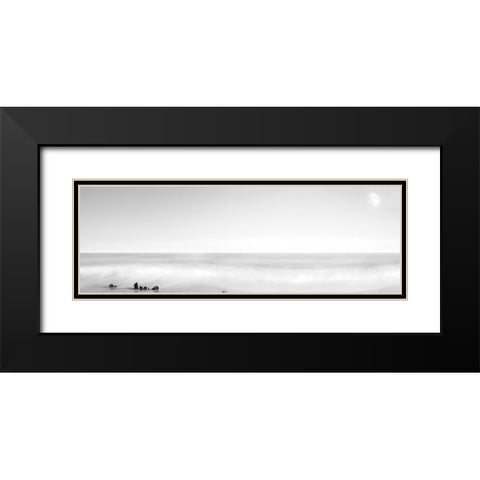 Black and White Water Panel XIV Black Modern Wood Framed Art Print with Double Matting by McLoughlin, James