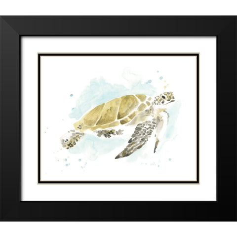 Watercolor Sea Turtle Study I Black Modern Wood Framed Art Print with Double Matting by Vess, June Erica