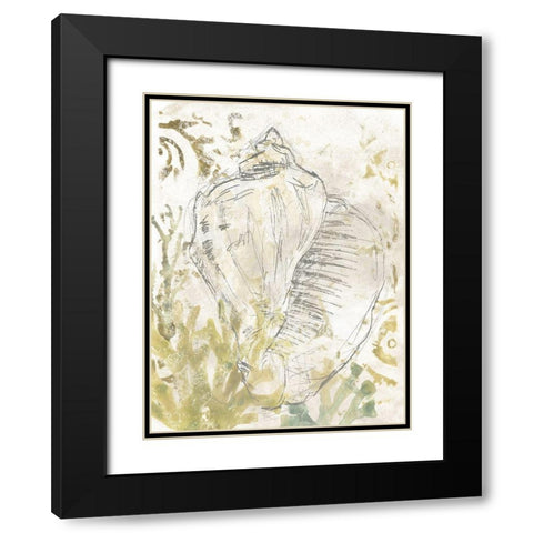 Verdant Shell Fresco I Black Modern Wood Framed Art Print with Double Matting by Vess, June Erica