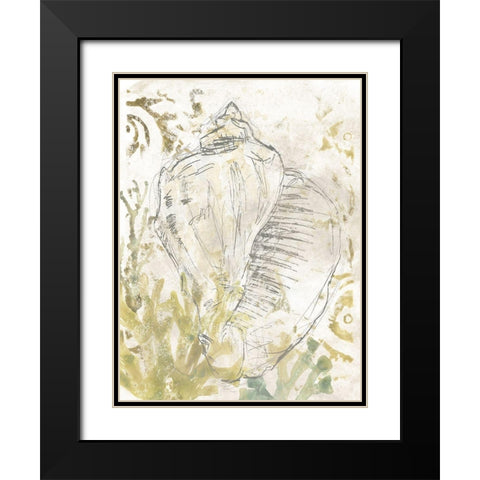 Verdant Shell Fresco I Black Modern Wood Framed Art Print with Double Matting by Vess, June Erica