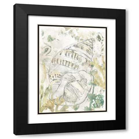 Verdant Shell Fresco III Black Modern Wood Framed Art Print with Double Matting by Vess, June Erica