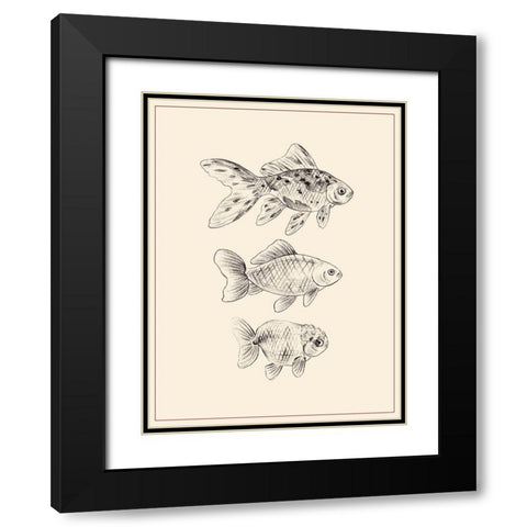 Goldfish I Black Modern Wood Framed Art Print with Double Matting by Wang, Melissa