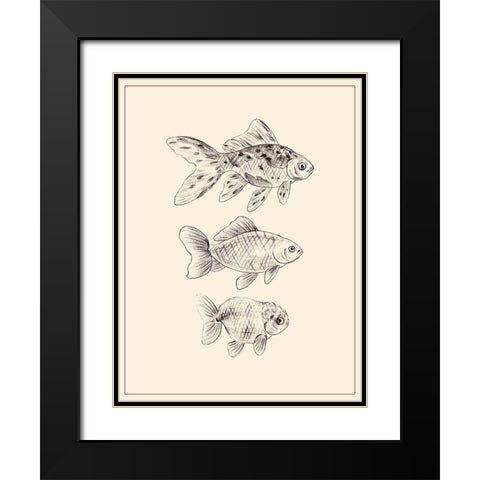 Goldfish I Black Modern Wood Framed Art Print with Double Matting by Wang, Melissa