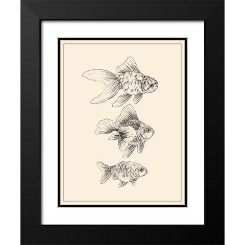 Goldfish III Black Modern Wood Framed Art Print with Double Matting by Wang, Melissa