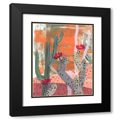 Desert Flowers I Black Modern Wood Framed Art Print with Double Matting by Wang, Melissa