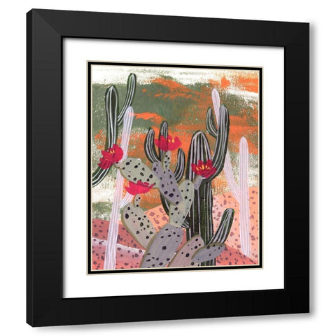 Desert Flowers II Black Modern Wood Framed Art Print with Double Matting by Wang, Melissa