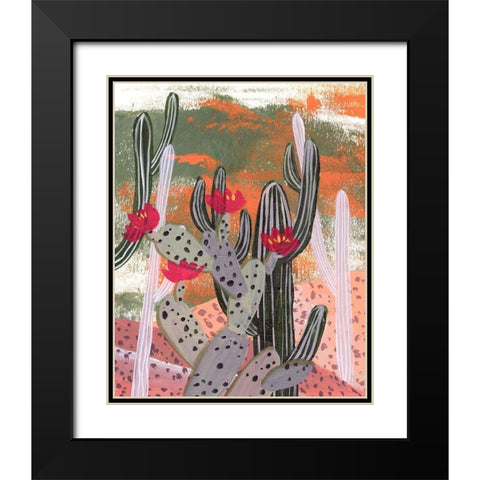 Desert Flowers II Black Modern Wood Framed Art Print with Double Matting by Wang, Melissa