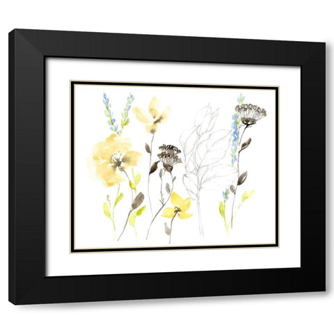 Wild Flowers and Contour II Black Modern Wood Framed Art Print with Double Matting by Goldberger, Jennifer