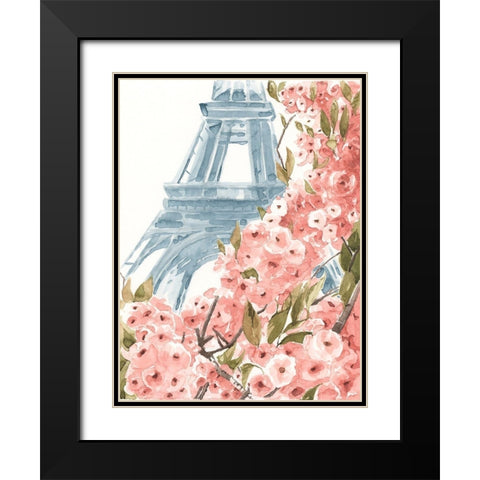 Paris Cherry Blossoms II Black Modern Wood Framed Art Print with Double Matting by Warren, Annie