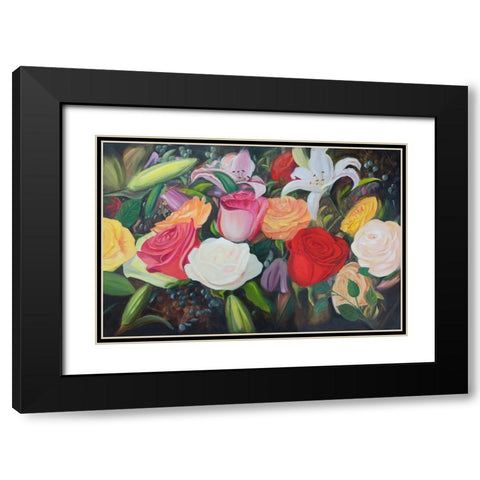 Floral Abundance I Black Modern Wood Framed Art Print with Double Matting by Iafrate, Sandra