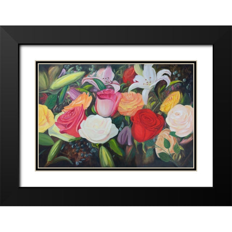 Floral Abundance I Black Modern Wood Framed Art Print with Double Matting by Iafrate, Sandra