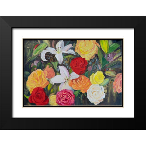 Floral Abundance II Black Modern Wood Framed Art Print with Double Matting by Iafrate, Sandra
