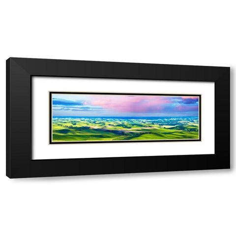 Farmscape Panorama II Black Modern Wood Framed Art Print with Double Matting by McLoughlin, James