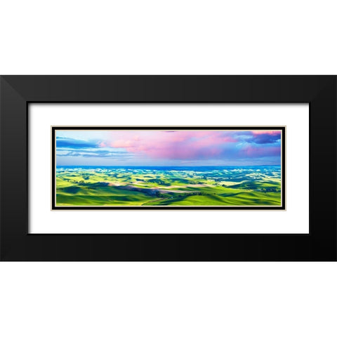 Farmscape Panorama II Black Modern Wood Framed Art Print with Double Matting by McLoughlin, James