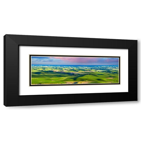 Farmscape Panorama IV Black Modern Wood Framed Art Print with Double Matting by McLoughlin, James