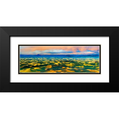 Farmscape Panorama V Black Modern Wood Framed Art Print with Double Matting by McLoughlin, James