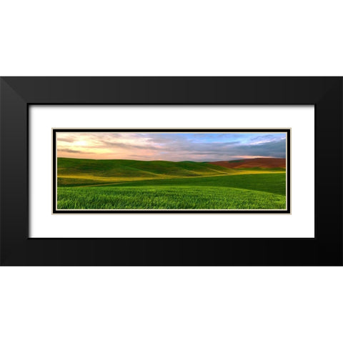 Farmscape Panorama VI Black Modern Wood Framed Art Print with Double Matting by McLoughlin, James