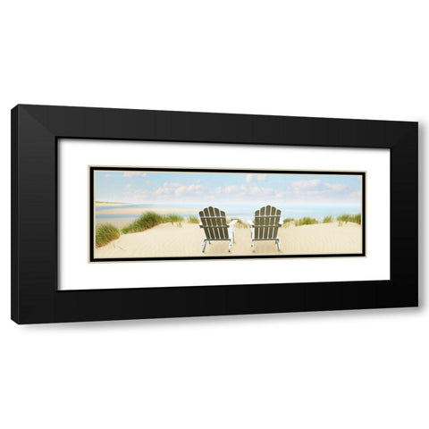 Beachscape Panorama VI Black Modern Wood Framed Art Print with Double Matting by McLoughlin, James