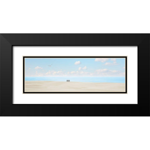 Beachscape Panorama VII Black Modern Wood Framed Art Print with Double Matting by McLoughlin, James