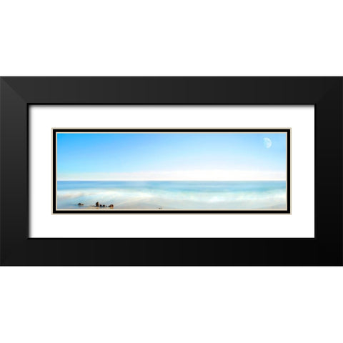 Beachscape Panorama IX Black Modern Wood Framed Art Print with Double Matting by McLoughlin, James