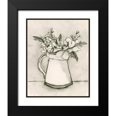 Bouquet Scribble I Black Modern Wood Framed Art Print with Double Matting by Caroline, Emma
