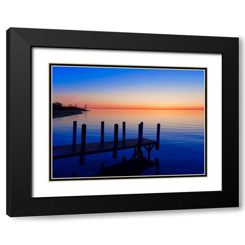 Lakescape V Black Modern Wood Framed Art Print with Double Matting by McLoughlin, James