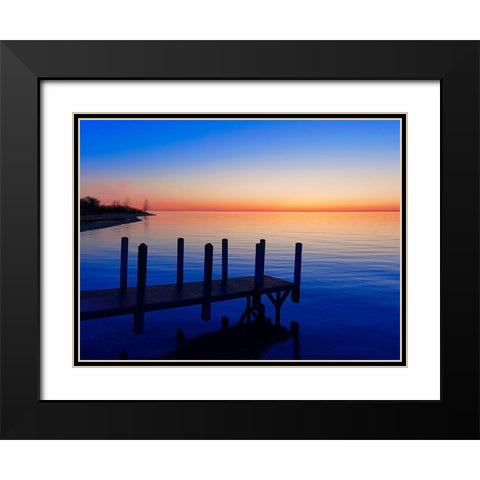 Lakescape V Black Modern Wood Framed Art Print with Double Matting by McLoughlin, James