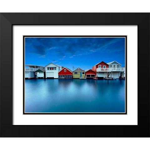 Lakescape IX Black Modern Wood Framed Art Print with Double Matting by McLoughlin, James