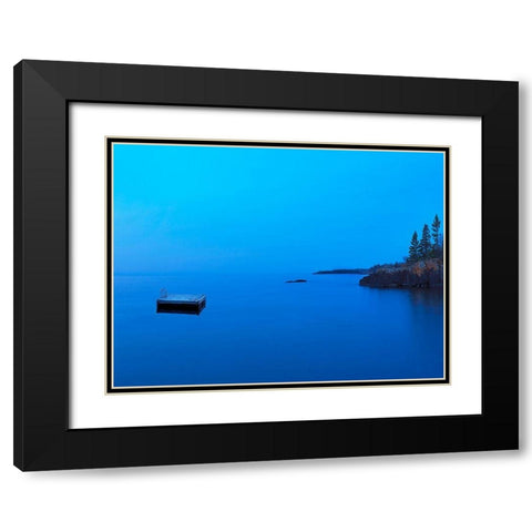 Lakescape XII Black Modern Wood Framed Art Print with Double Matting by McLoughlin, James