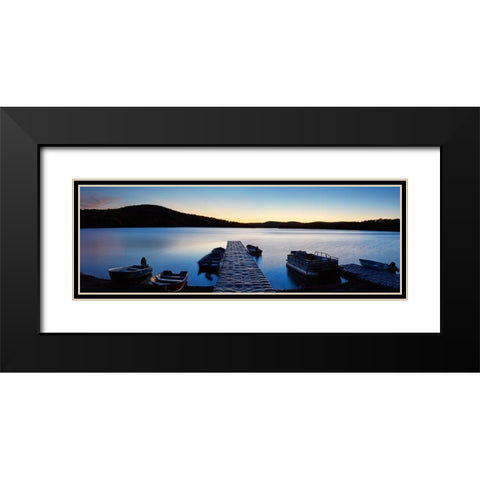 Lakescape Panorama I Black Modern Wood Framed Art Print with Double Matting by McLoughlin, James