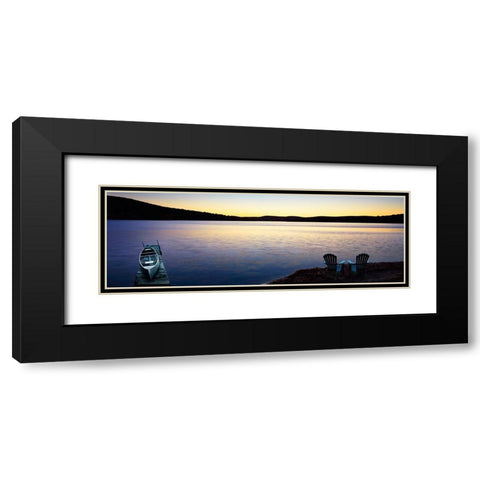 Lakescape Panorama II Black Modern Wood Framed Art Print with Double Matting by McLoughlin, James