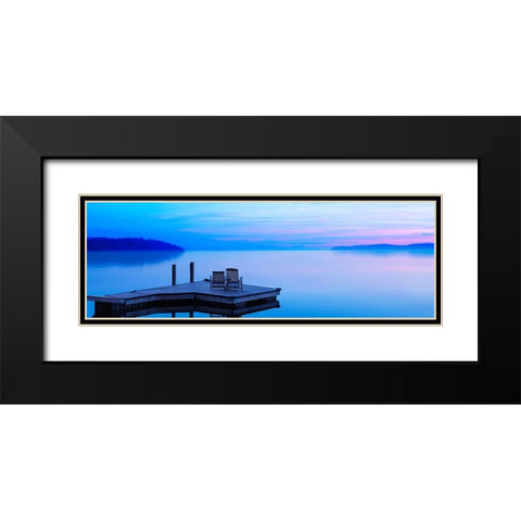 Lakescape Panorama III Black Modern Wood Framed Art Print with Double Matting by McLoughlin, James