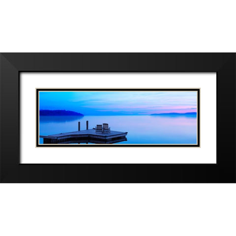 Lakescape Panorama IV Black Modern Wood Framed Art Print with Double Matting by McLoughlin, James