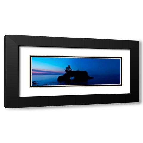 Lakescape Panorama IX Black Modern Wood Framed Art Print with Double Matting by McLoughlin, James