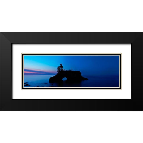 Lakescape Panorama IX Black Modern Wood Framed Art Print with Double Matting by McLoughlin, James