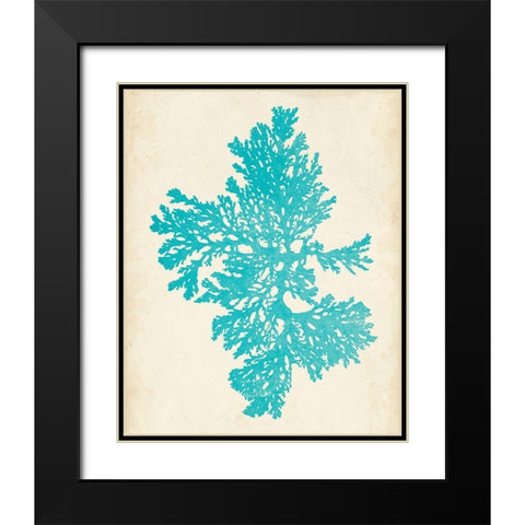 Aquamarine Seaweed II Black Modern Wood Framed Art Print with Double Matting by Vision Studio