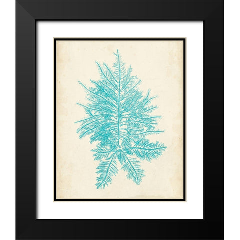 Aquamarine Seaweed III Black Modern Wood Framed Art Print with Double Matting by Vision Studio