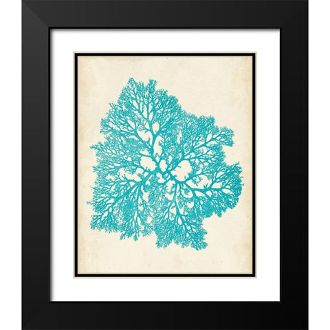 Aquamarine Seaweed V Black Modern Wood Framed Art Print with Double Matting by Vision Studio