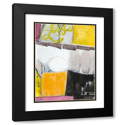 Abstract #27-C Black Modern Wood Framed Art Print with Double Matting by Fuchs, Jodi