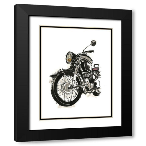 Motorcycles in Ink IV Black Modern Wood Framed Art Print with Double Matting by Warren, Annie