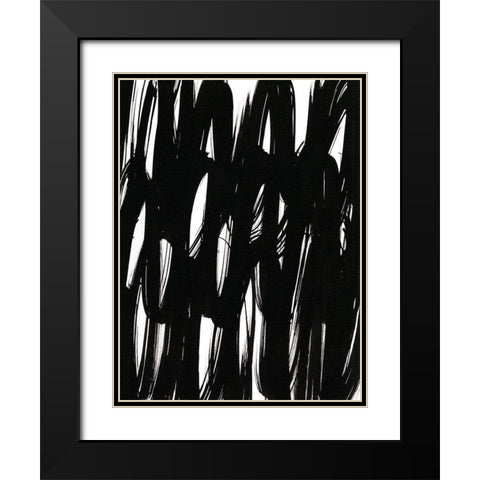 Ink Scribble II Black Modern Wood Framed Art Print with Double Matting by Fuchs, Jodi